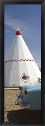 Framed Car with a teepee in the background, Wigwam Motel, Route 66, Holbrook, Navajo County, Arizona, USA Print