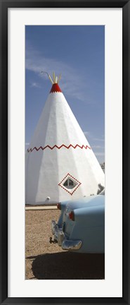 Framed Car with a teepee in the background, Wigwam Motel, Route 66, Holbrook, Navajo County, Arizona, USA Print