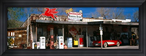 Framed Store with a gas station on the roadside, Route 66, Hackberry, Arizona Print