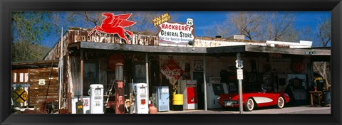 Framed Store with a gas station on the roadside, Route 66, Hackberry, Arizona Print