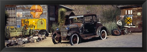 Framed Abandoned vintage car at the roadside, Route 66, Arizona Print