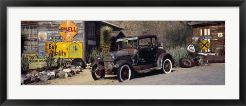 Framed Abandoned vintage car at the roadside, Route 66, Arizona Print