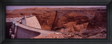 Framed High angle view of a dam, Glen Canyon Dam, Lake Powell, Colorado River, Page, Arizona, USA Print