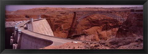 Framed High angle view of a dam, Glen Canyon Dam, Lake Powell, Colorado River, Page, Arizona, USA Print