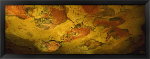 Framed Paleolithic paintings, Altamira Cave, Santillana del mar, Cantabria, Spain Print
