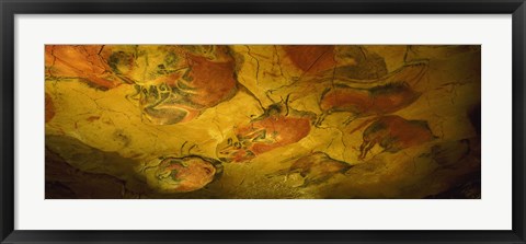 Framed Paleolithic paintings, Altamira Cave, Santillana del mar, Cantabria, Spain Print