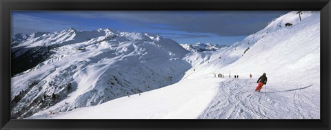 Framed Tourists skiing in a ski resort, Sankt Anton am Arlberg, Tyrol, Austria Print