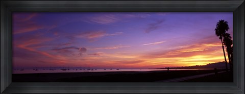 Framed Sunset over the ocean, Santa Barbara, California, USA Print