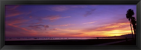 Framed Sunset over the ocean, Santa Barbara, California, USA Print