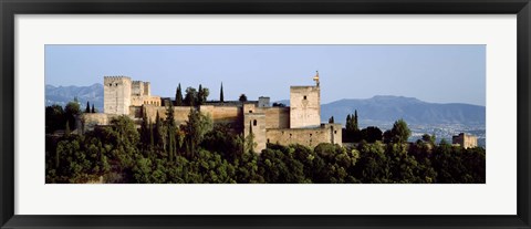 Framed Palace viewed from Albayzin, Alhambra, Granada, Granada Province, Andalusia, Spain Print