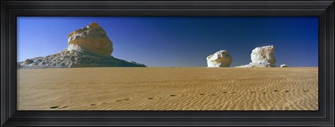 Framed Rock formations in a desert, White Desert, Farafra Oasis, Egypt Print