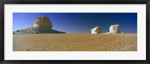 Framed Rock formations in a desert, White Desert, Farafra Oasis, Egypt Print