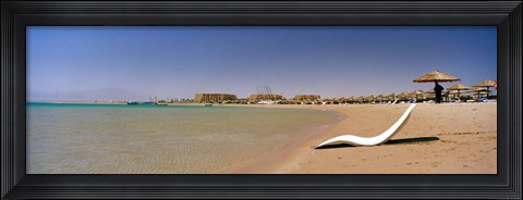 Framed Chaise longue on the beach, Soma Bay, Hurghada, Egypt Print