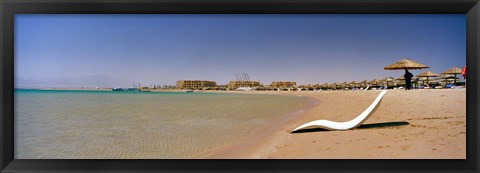 Framed Chaise longue on the beach, Soma Bay, Hurghada, Egypt Print