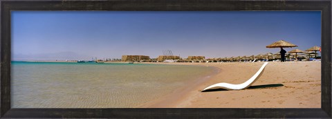 Framed Chaise longue on the beach, Soma Bay, Hurghada, Egypt Print