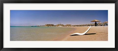 Framed Chaise longue on the beach, Soma Bay, Hurghada, Egypt Print