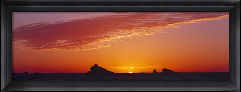 Framed Silhouette of rock formations in a desert, White Desert, Farafra Oasis, Egypt Print