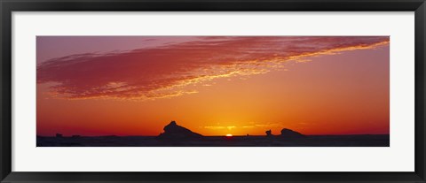 Framed Silhouette of rock formations in a desert, White Desert, Farafra Oasis, Egypt Print