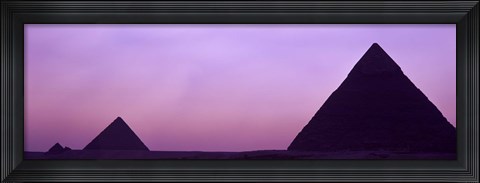 Framed Silhouette of pyramids at dusk, Giza, Egypt Print