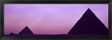 Framed Silhouette of pyramids at dusk, Giza, Egypt Print