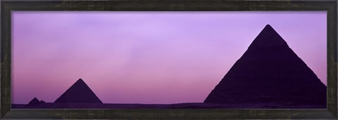 Framed Silhouette of pyramids at dusk, Giza, Egypt Print
