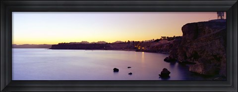 Framed Coastal city at dusk, Ras Um Sid, Sharm al-Sheikh, Sinai Peninsula, Egypt Print