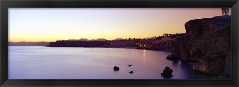 Framed Coastal city at dusk, Ras Um Sid, Sharm al-Sheikh, Sinai Peninsula, Egypt Print