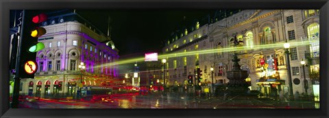 Framed Buildings lit up at night, Piccadilly Circus, London, England Print