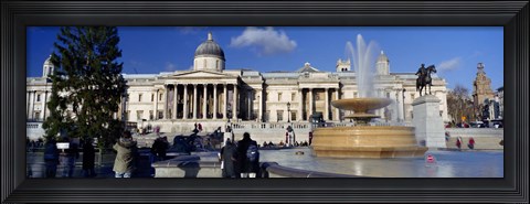 Framed Fountain with a museum on a town square, National Gallery, Trafalgar Square, City Of Westminster, London, England Print