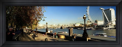 Framed Ferris wheel at the riverbank, Millennium Wheel, Thames River, London, England Print