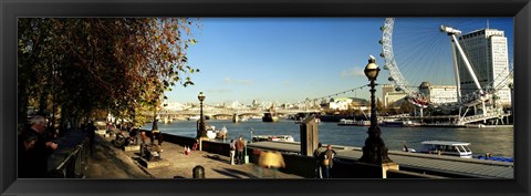 Framed Ferris wheel at the riverbank, Millennium Wheel, Thames River, London, England Print