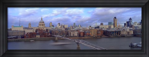Framed Bridge across a river, London Millennium Footbridge, St. Paul&#39;s Cathedral, London, England 2008 Print