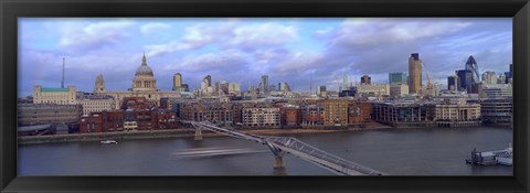 Framed Bridge across a river, London Millennium Footbridge, St. Paul&#39;s Cathedral, London, England 2008 Print