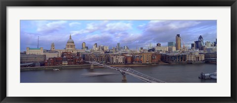 Framed Bridge across a river, London Millennium Footbridge, St. Paul&#39;s Cathedral, London, England 2008 Print