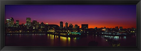 Framed City lit up at dusk, Montreal, Quebec, Canada 2010 Print