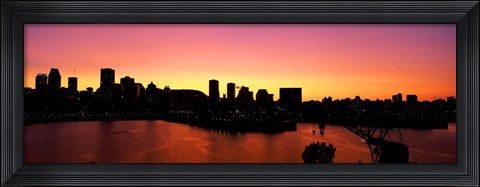 Framed Silhouette of buildings at dusk, Montreal, Quebec, Canada 2010 Print