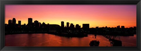 Framed Silhouette of buildings at dusk, Montreal, Quebec, Canada 2010 Print