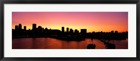 Framed Silhouette of buildings at dusk, Montreal, Quebec, Canada 2010 Print