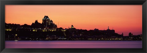 Framed City at dusk, Chateau Frontenac Hotel, Quebec City, Quebec, Canada Print