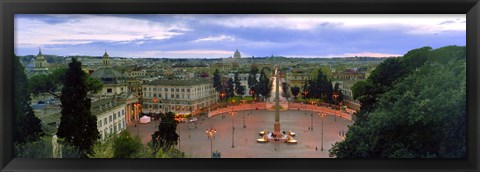 Framed Town square with St. Peter&#39;s Basilica in the background, Piazza del Popolo, Rome, Italy (horizontal) Print