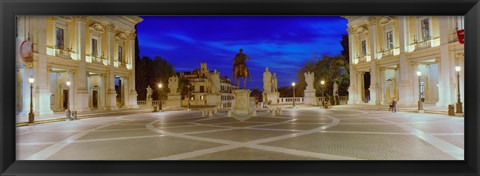 Framed Marcus Aurelius Statue at a town square, Piazza del Campidoglio, Capitoline Hill, Rome, Italy Print