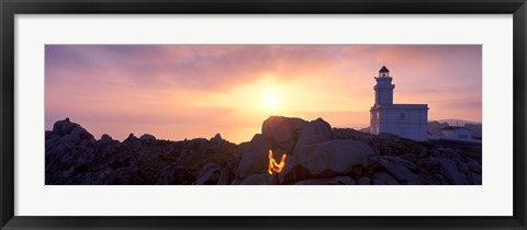 Framed Lighthouse on the coast, Capo Testa, Santa Teresa Gallura, Sardinia, Italy Print