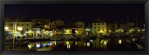 Framed Boats at a harbor, La Maddalena, Arcipelago Di La Maddalena National Park, Sardinia, Italy Print