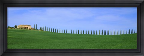 Framed Farmhouse in a field, San Quirico d&#39;Orcia, Orcia Valley, Siena Province, Tuscany, Italy Print