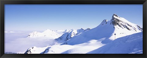 Framed Snowcapped mountain range, Damuls, Faschina, Vorarlberg, Austria Print