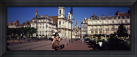 Framed Buildings along a street, Besancon, Franche-Comte, France Print