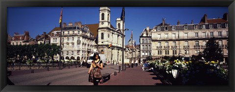 Framed Buildings along a street, Besancon, Franche-Comte, France Print