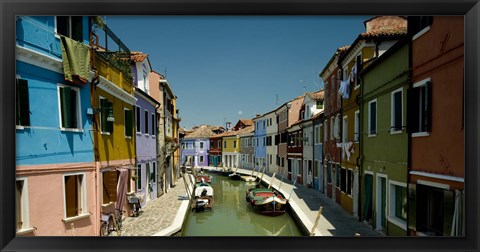 Framed Boats in a canal, Grand Canal, Burano, Venice, Italy Print