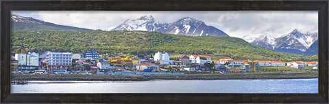 Framed Town at waterfront, Ushuaia, Tierra Del Fuego, Argentina Print