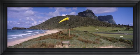 Framed Airstrip on the beach, Blinky Beach, Lord Howe Island, New South Wales, Australia Print